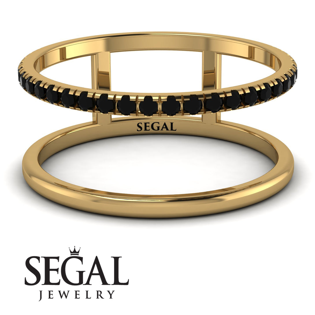 Custom Thin Double Black Diamond Band Ring - Morgan No. 700